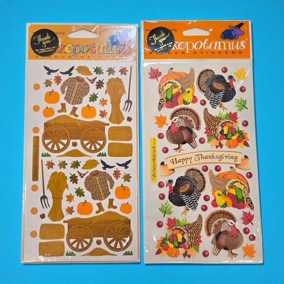 Autumn Stickopotamus Binder Stickers Hayride Turkeys & Cornucopias Thanksgiving - Picture 1 of 5